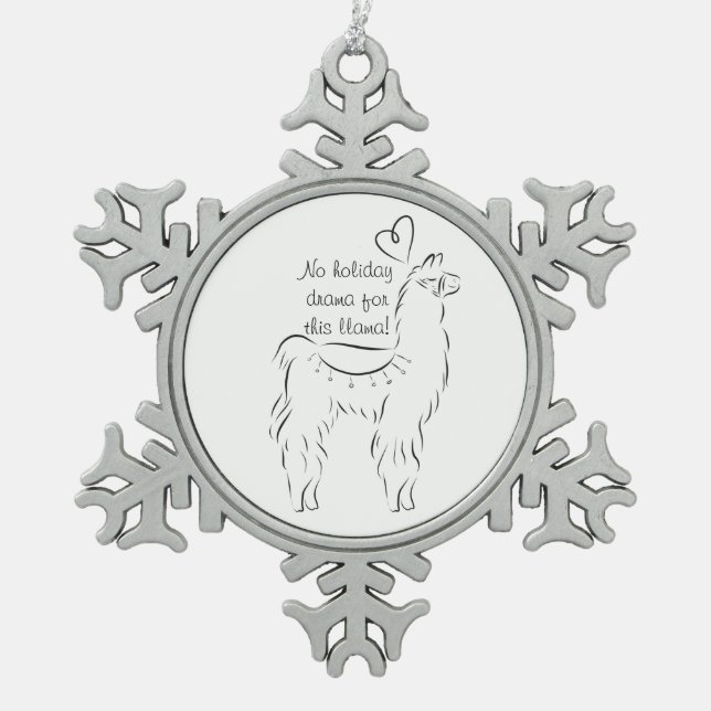 Kein Drama für dieses Lama Schneeflocken Zinn-Ornament (Vorderseite)