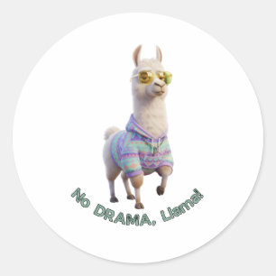 Kein Drama, Lama! – Chilliger lustiger Lama Runder Aufkleber