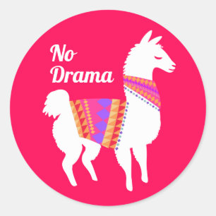 Kein Drama-Lama Runder Aufkleber