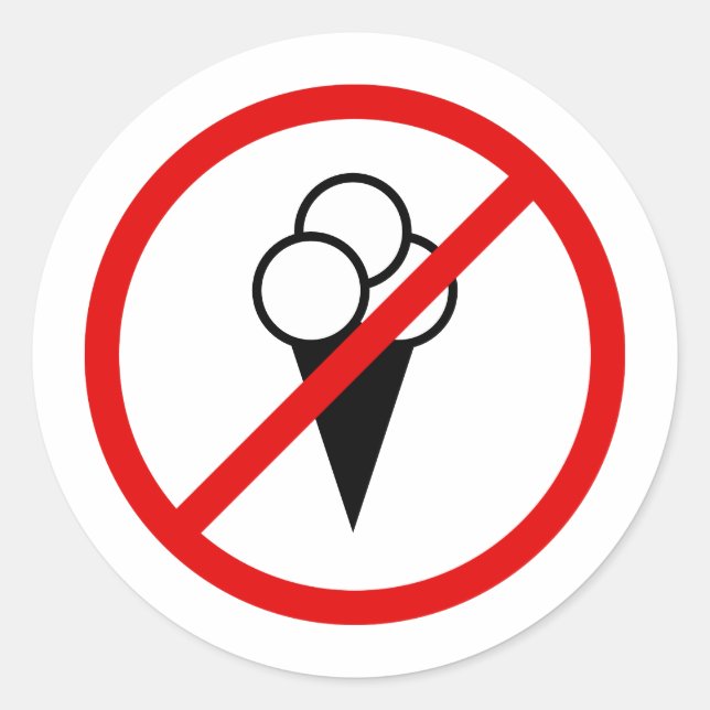 Kein Eiscreme-Symbol erlaubt Runder Aufkleber (Vorderseite)
