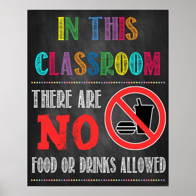 Kein Essen oder Getränke erlaubt Schulposter Poster (Vorne)