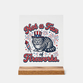 Kein Fan von Feuerwerk Verschrecktes Katzenshirt ( Acrylschild