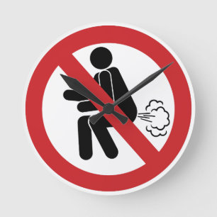 KEIN Farting ⚠ lustiges thailändisches Runde Wanduhr