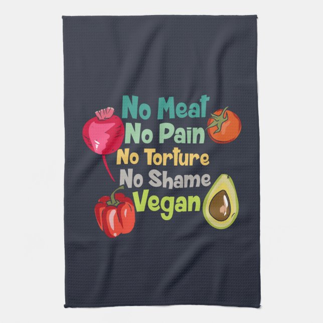 Kein Fleisch ohne Schmerzen Veganes Sprichwort Geschirrtuch (Vertikal)