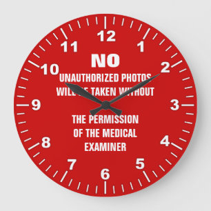 Kein Foto Autopsie Zimmer Sign Große Wanduhr