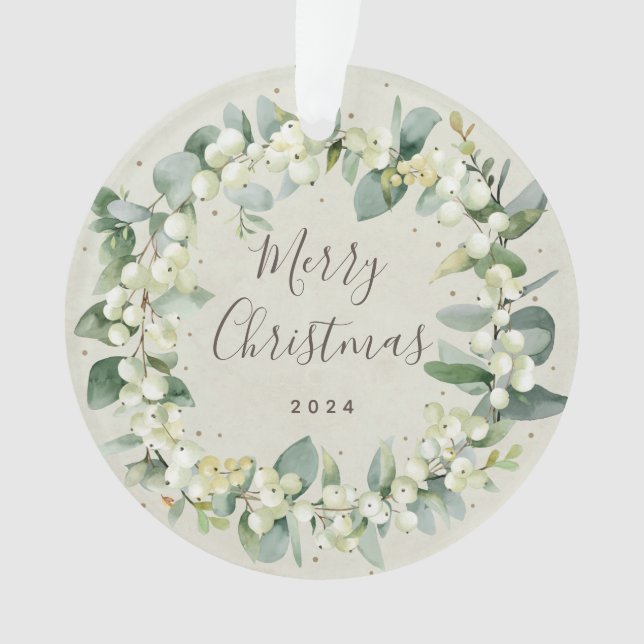 Kein Foto Snowberry+Eukalyptus Rund Acrylsäure Ornament (Vorderseite)