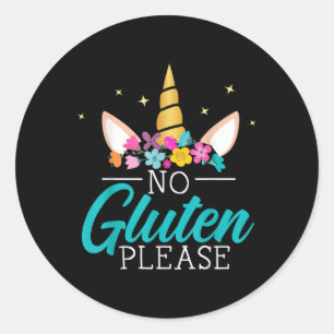 Kein Gluten Bitte Einhorn Celiac-Krankheit Bewusst Runder Aufkleber
