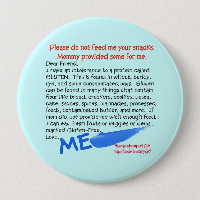 Kein Gluten-Knopf Button (Vorderseite)