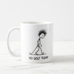 Kein Golf Heute Lustige Traurige Stockfigur Golfer Kaffeetasse