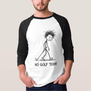 Kein Golf Heute Lustige Traurige Stockfigur Zieht T-Shirt