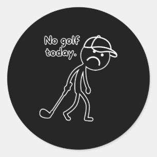 Kein Golf heute, lustiges trauriges Golfer-Design  Runder Aufkleber