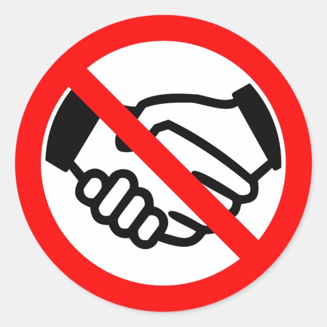 Kein handschüttelendes Warnzeichen für Coronavirus Runder Aufkleber (Vorderseite)