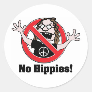 Kein Hippies! Runder Aufkleber