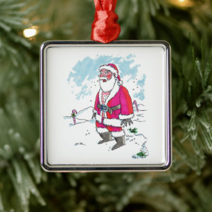 Kein Ho-Ho-Ho quadratischer Premium-Schmuck Ornament Aus Metall