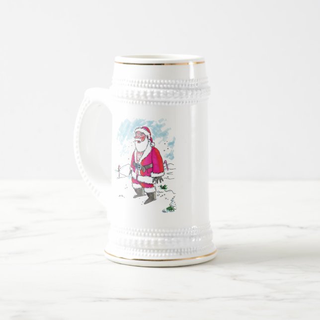 Kein Ho-Ho-Ho weißer Stein mit Goldschnitt Bierglas (Vorderseite Links)