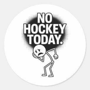 Kein Hockey heute Trauriges Gesicht Lustiger Hocke Runder Aufkleber