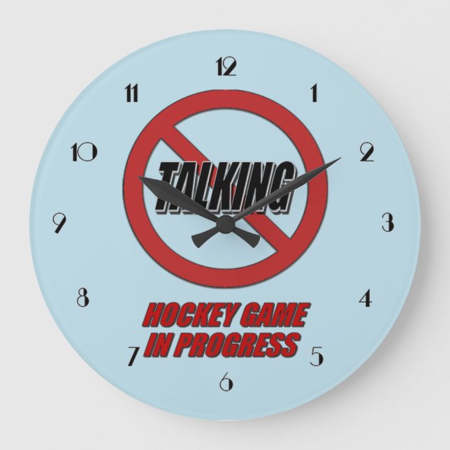 Kein Hockeyspiel in Progress Wall Clock Große Wanduhr (Vorderseite)