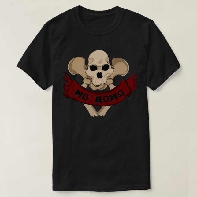 Kein Homo Australopithecine Pun T-Shirt (Design vorne)