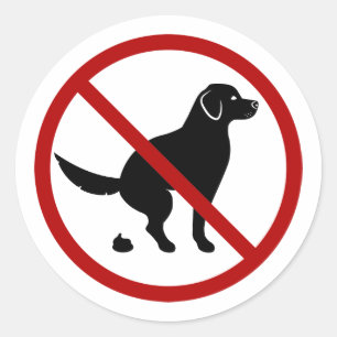 Kein Hundekot mit schwarzer Hundesilhouette Runder Aufkleber