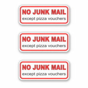 Kein Junk-Email schließen Vinyl 3 der Pizzabelege Aufkleber