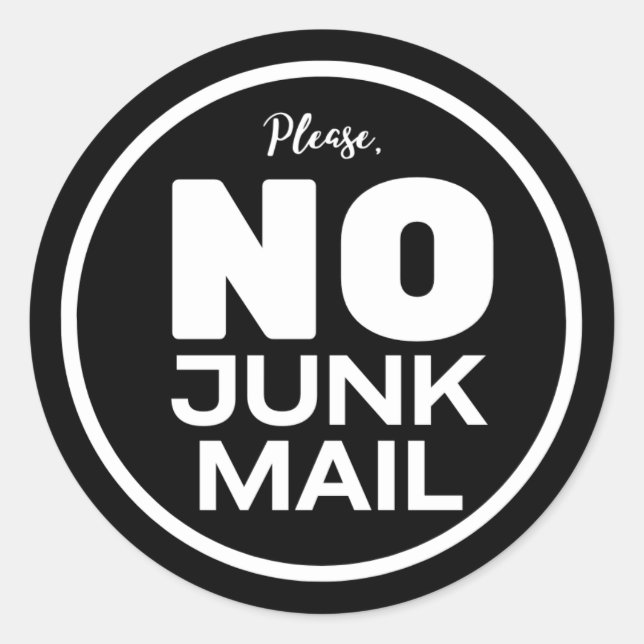 Kein Junk Mail-Aufkleber Runder Aufkleber (Vorderseite)