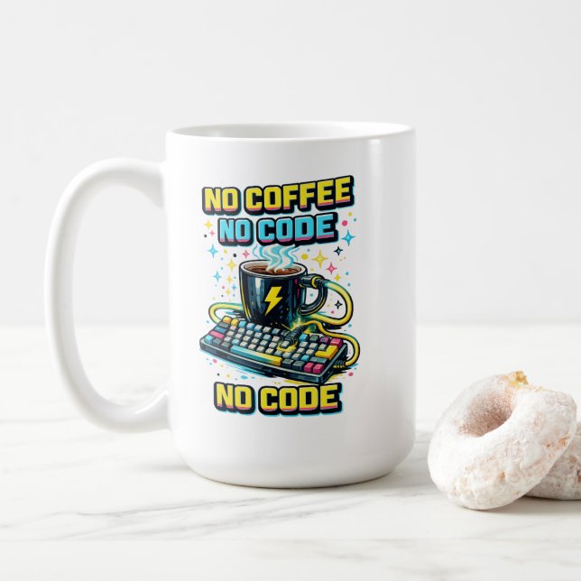 Kein Kaffee Kein Code Kaffeetasse (Mit Donut)