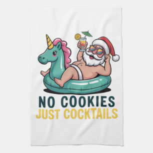 Kein Keks, nur Cocktails Santa Sommer Weihnachten  Geschirrtuch