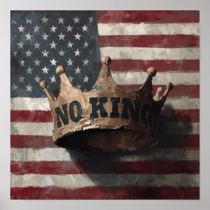 Kein König – Gebrochene Krone auf American Flag Po Poster