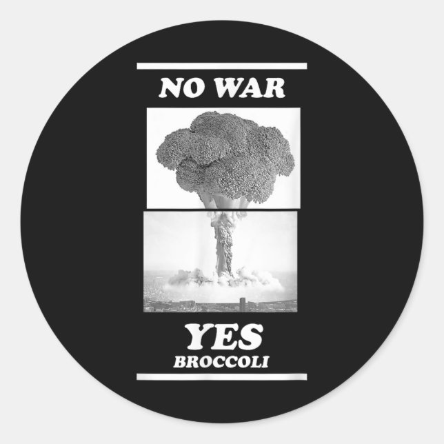 Kein Krieg Ja Broccoli Runder Aufkleber (Vorderseite)