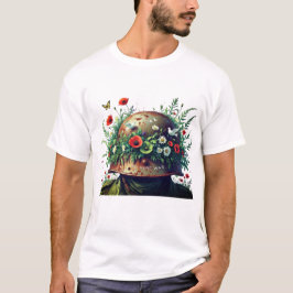 Kein Krieg mehr: Friedenshelm mit floralem Design T-Shirt