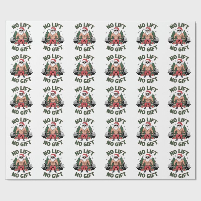 Kein Lift kein Geschenk Funny Santa Claus Gym Fitn Geschenkpapier (Flach)