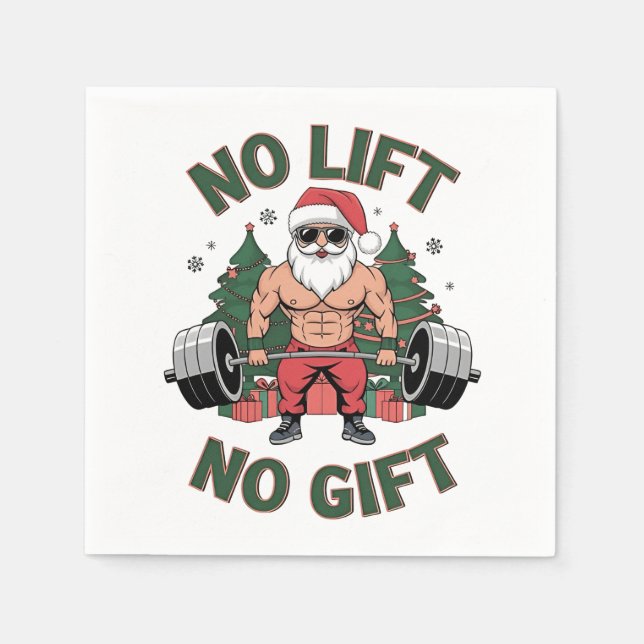 Kein Lift kein Geschenk Funny Santa Claus Gym Fitn Serviette (Vorderseite)