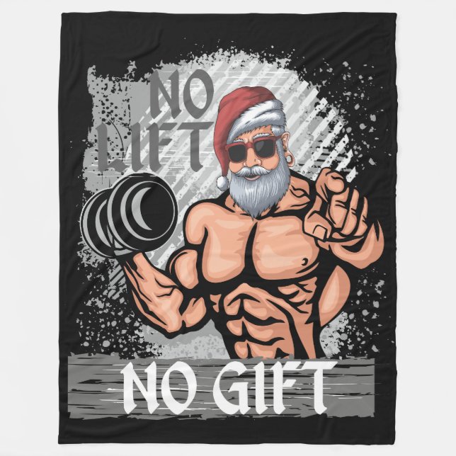 Kein Lift kein Geschenk Weihnachtsmann Gym Fleecedecke (Vorderseite)