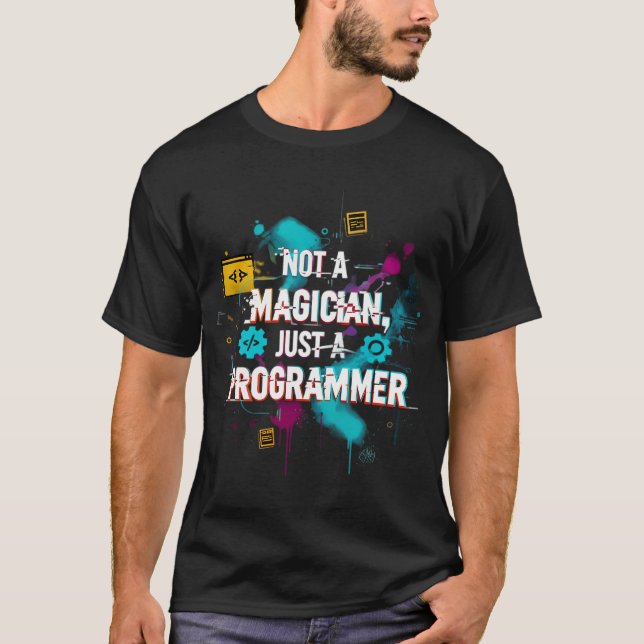 Kein Magier, nur ein Programmierer T-Shirt (Vorderseite)