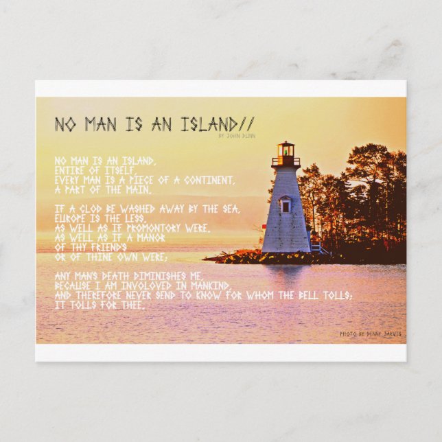 Kein Mensch ist eine Insel, von John Dunne. Postkarte (Vorderseite)