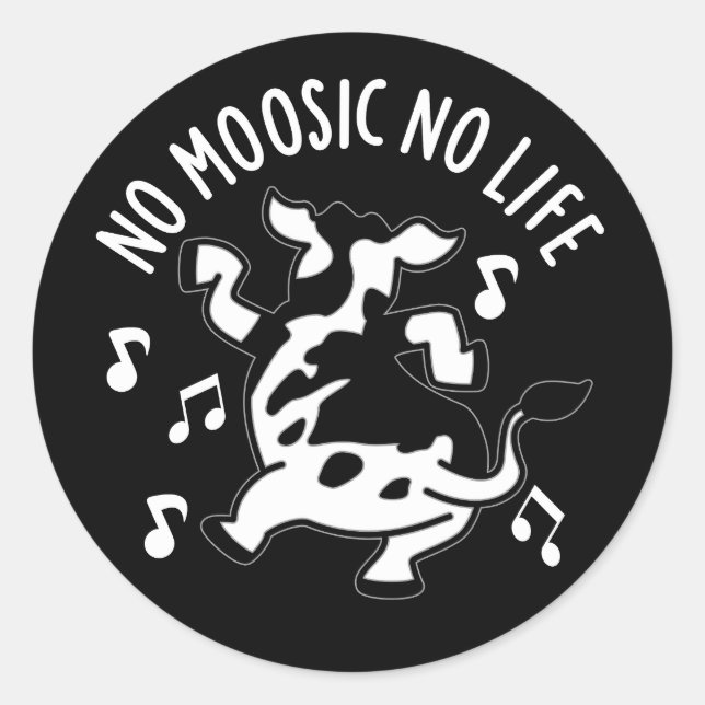 Kein moosic No Life Funny Cow Puff Dark BG Runder Aufkleber (Vorderseite)