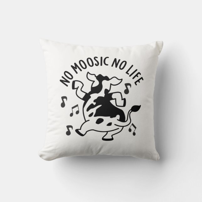 Kein moosic No Life Funny Cow Puff Kissen (Vorderseite)