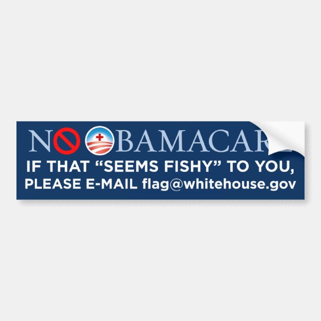 Kein Obamacare "fischartiger" Autoaufkleber (Vorne)