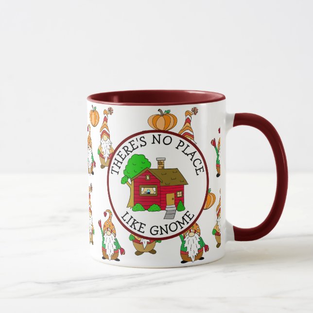 Kein Ort wie Gnome, Cartoon Herbstgnome Tasse (Rechts)