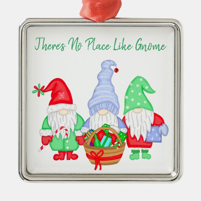 Kein Ort wie Gnome, Weihnachten Ornament Aus Metall (Vorne)