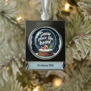Kein Ort wie Zuhause - Weihnachtsmotto Banner-Ornament Silber