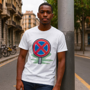 Kein Parking Road Sign Red Blue Verkehrszeichen T-Shirt
