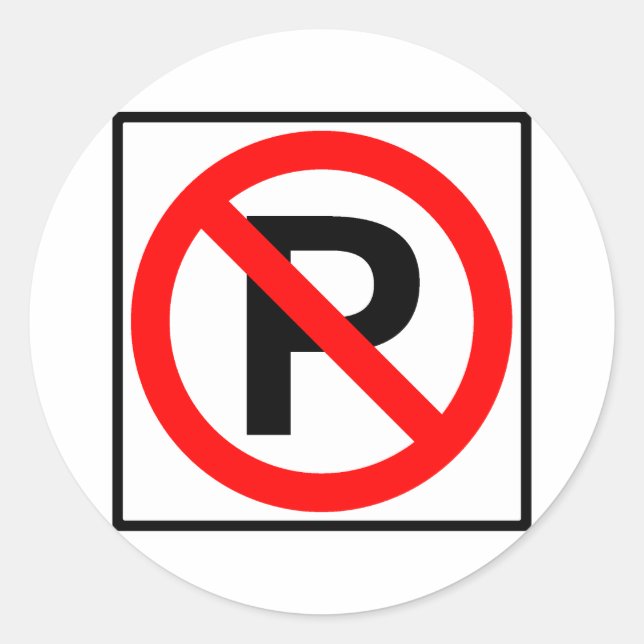 Kein Parkplatz Autobahnzeichen Runder Aufkleber (Vorderseite)