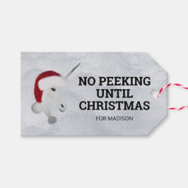 Kein Peeking bis Weihnachten Kinder Einhorn Custom Geschenkanhänger