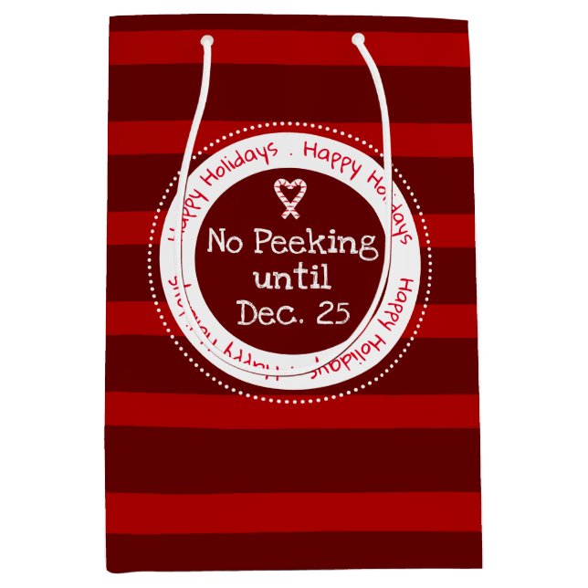 Kein Peeking bis zum 25. Dezember Streifen Mittelg Mittlere Geschenktüte (Vorderseite)