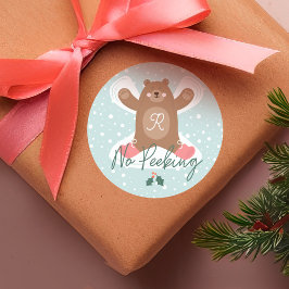 Kein Peeking Niedlicher Waldbärenschneegel Runder Aufkleber