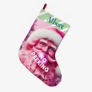 Kein Peeking Pink Blase Gum Santa   Individuelle N Großer Weihnachtsstrumpf