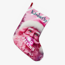 Kein Peeking Pink Blase Gum Santa | Individuelle N Großer Weihnachtsstrumpf