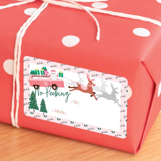 Kein Peeking Pink Retro Van & Reindeers (No Peeking Pink Retro Van & Reindeers Label)