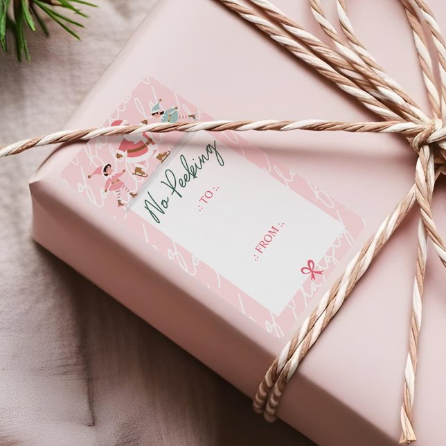 Kein Peeking Rosa Santa & Elves Ice Skaten Fa La (No Peeking Pink Santa & Elves Ice Skating Fa La Label)